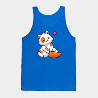 Cute Cat Sitting Cartoon Tank Top